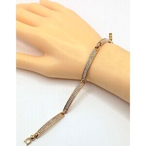 Christian Dior Germany Signed Vintage Panel Link Swarovski Crystal Bracelet